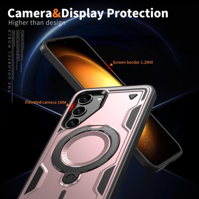 N/A - Samsung Galaxy S23+ Skal Militärskydd Plast Kickstand - Roséguld