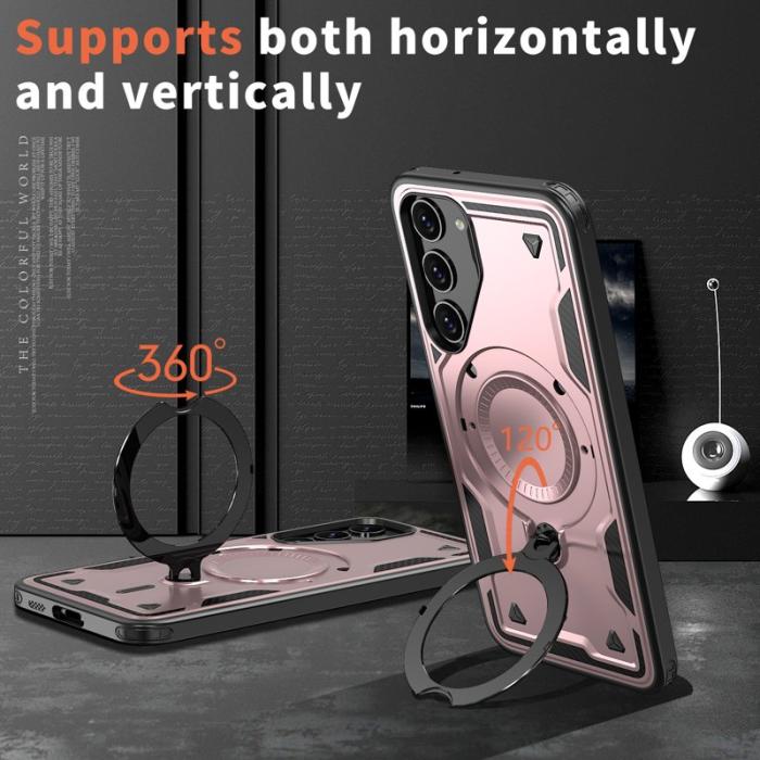 N/A - Samsung Galaxy S23+ Skal Militärskydd Plast Kickstand - Roséguld
