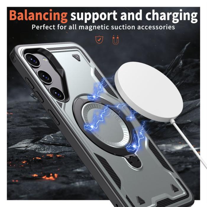 N/A - Samsung Galaxy S23 Skal Plast Militärskydd Kickstand - Grå