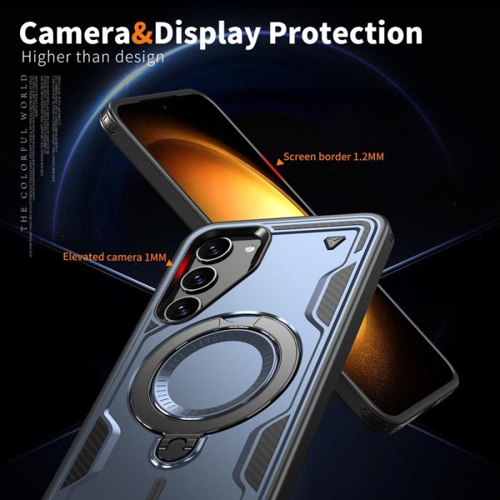 N/A - Samsung Galaxy S23+ Skal Plast Militärskydd Med Ställ - Blå