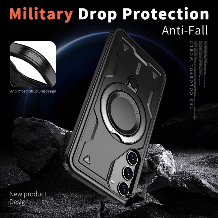 N/A - Samsung Galaxy S23+ Skal Plast Militärt Skydd Kickstand - Svart