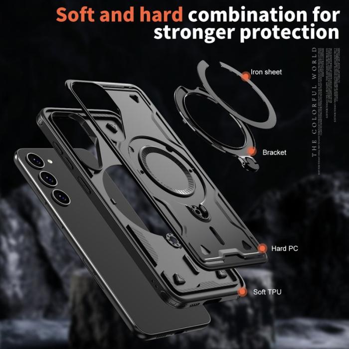 N/A - Samsung Galaxy S23+ Skal Plast Militärt Skydd Kickstand - Svart