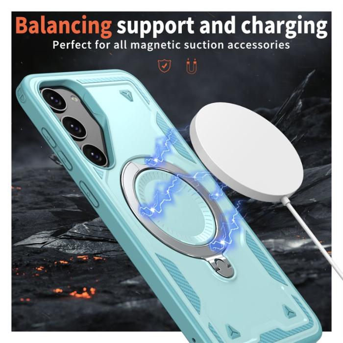 N/A - Samsung Galaxy S23 Skal Plast Militärt Skydd med Ställ - Baby Blue