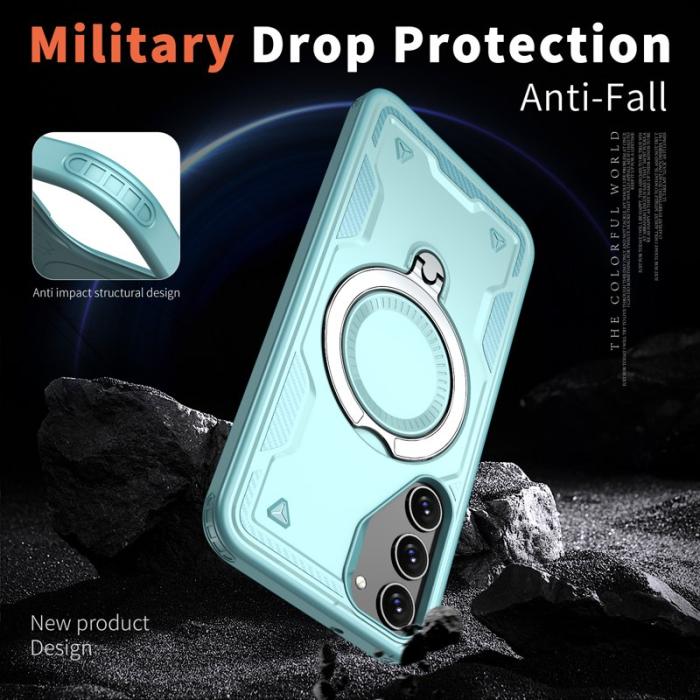 N/A - Samsung Galaxy S23 Skal Plast Militärt Skydd med Ställ - Baby Blue