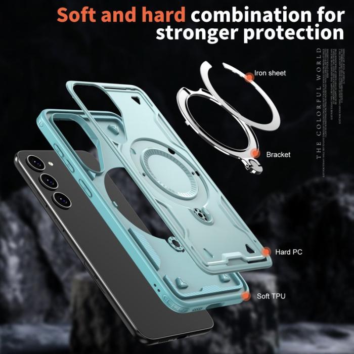 N/A - Samsung Galaxy S23 Skal Plast Militärt Skydd med Ställ - Baby Blue