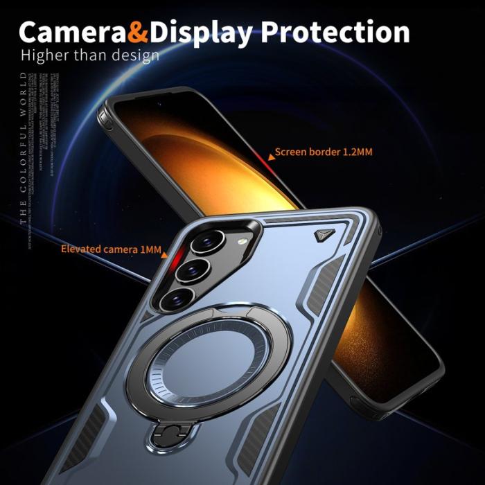 N/A - Samsung Galaxy S23 Skal Plast Militärt Skydd med Ställ - Blå