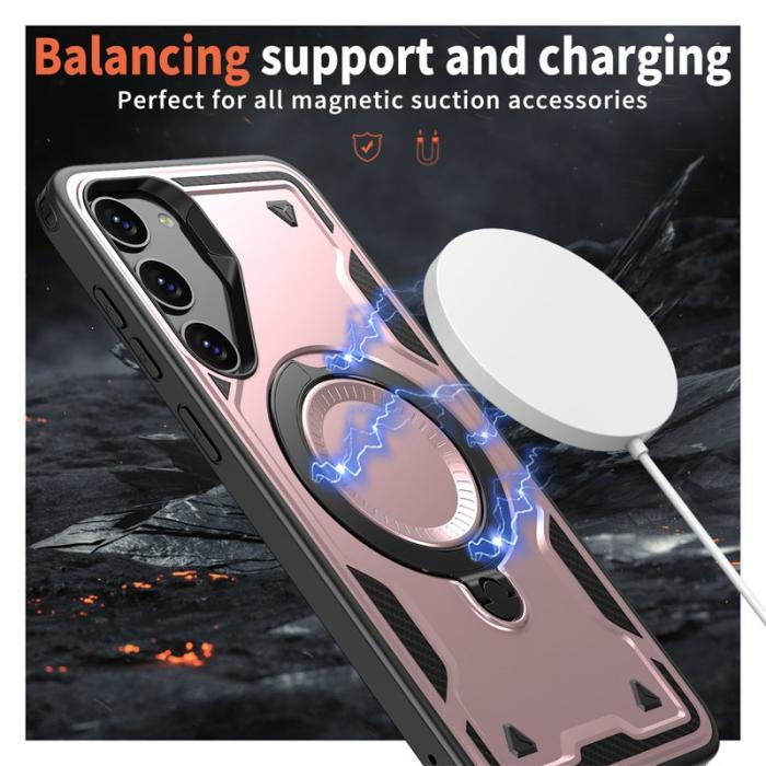 N/A - Samsung Galaxy S23 Skal Plast Militärt Skydd Med Ställ - Roséguld