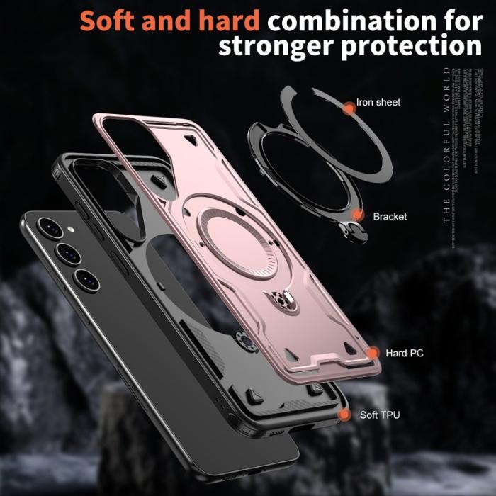 N/A - Samsung Galaxy S23 Skal Plast Militärt Skydd Med Ställ - Roséguld