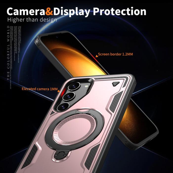 N/A - Samsung Galaxy S23 Skal Plast Militärt Skydd Med Ställ - Roséguld