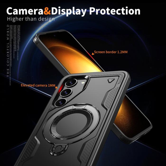 N/A - Samsung Galaxy S23 Skal Plast Militärt Skydd Med Ställ - Svart