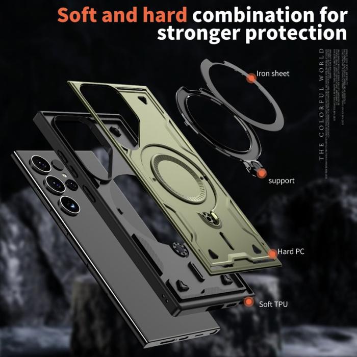 N/A - Samsung Galaxy S23 Ultra Skal Plast Militärskydd - Olivgrön