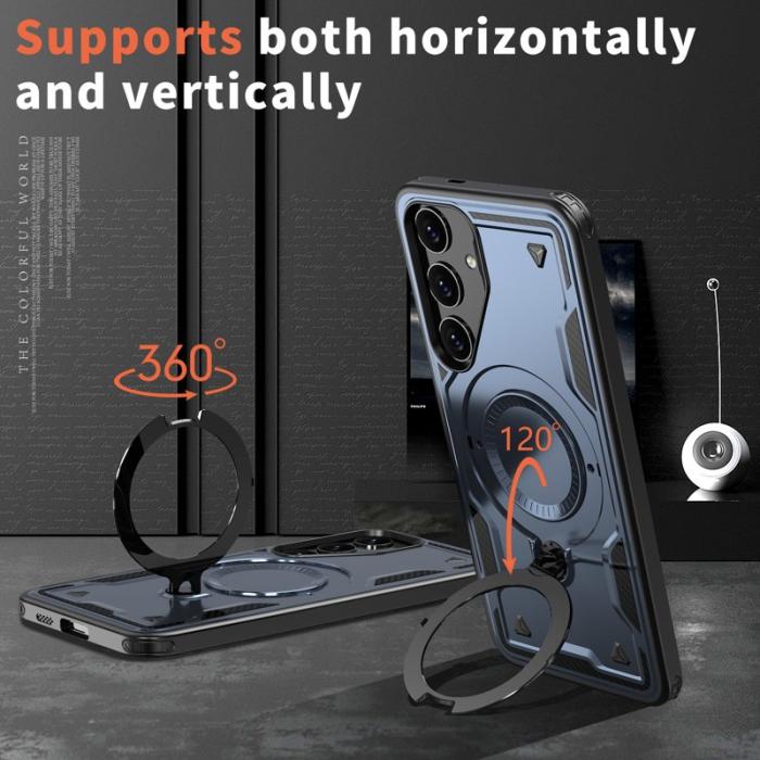 N/A - Samsung Galaxy S25/S24 Skal Plast Militärskydd Kickstand - Blå