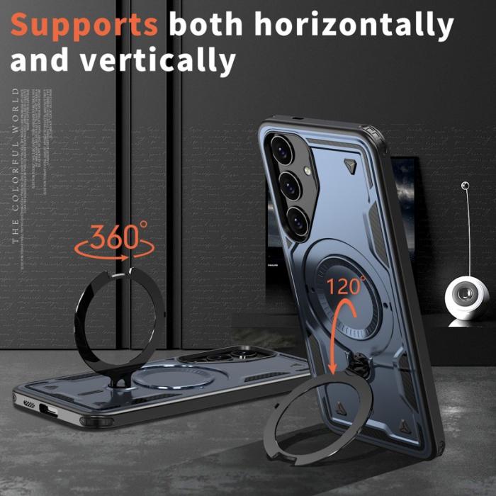 N/A - Samsung Galaxy S25+ Skal Plast Militärskydd Kickstand - Blå