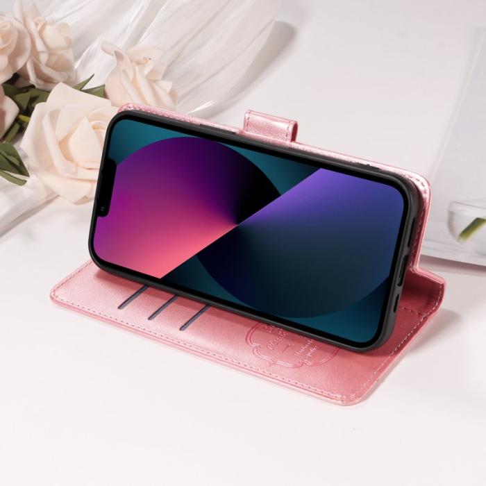 OEM - Samsung Galaxy S26 Edge Plånboksfodral Konstläder Blomtryck Ställ - Rosa