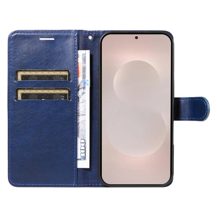 OEM - Samsung Galaxy S26 Edge Plånboksfodral Konstläder Med Rem - Blå