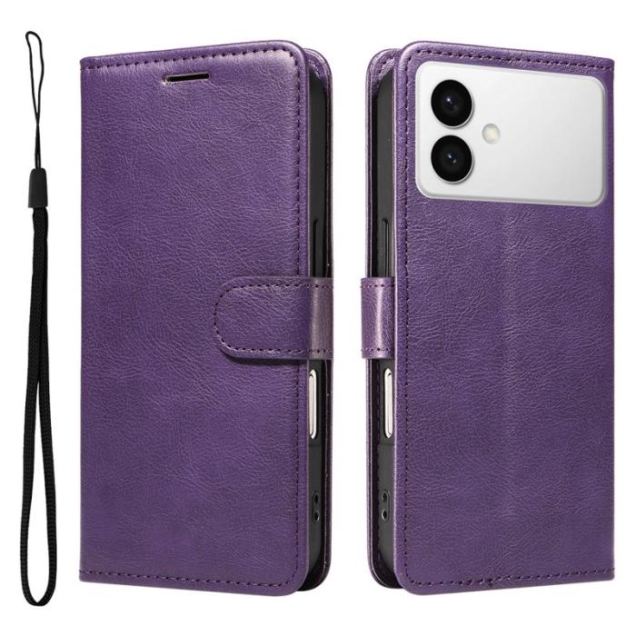 OEM - Samsung Galaxy S26 Edge Plånboksfodral Konstläder Med Rem - Lila