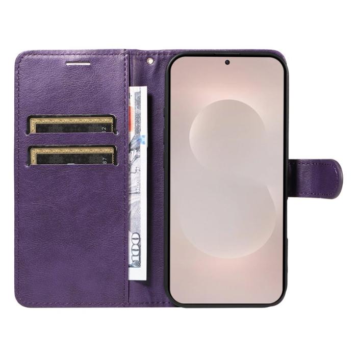 OEM - Samsung Galaxy S26 Edge Plånboksfodral Konstläder Med Rem - Lila