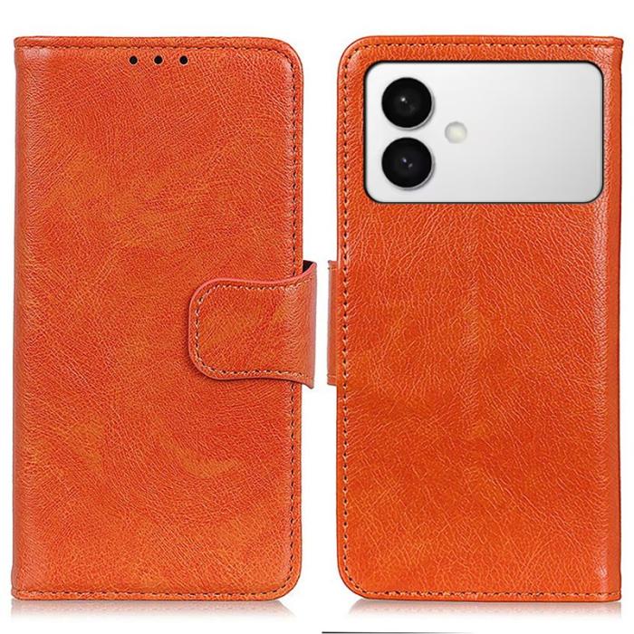 ABEEL - Samsung Galaxy S26 Edge Plånboksfodral Äkta Läder - Orange