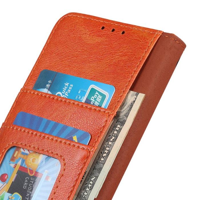 ABEEL - Samsung Galaxy S26 Edge Plånboksfodral Äkta Läder - Orange