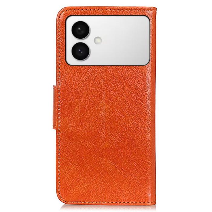 ABEEL - Samsung Galaxy S26 Edge Plånboksfodral Äkta Läder - Orange