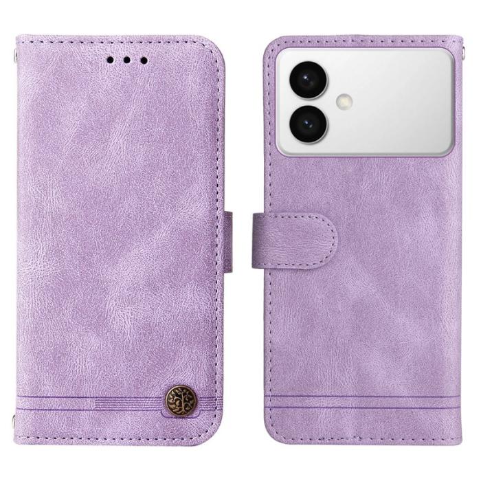 OEM - Samsung Galaxy S26 Edge Plånboksfodral Konstläder Ställ med Rem - Lila