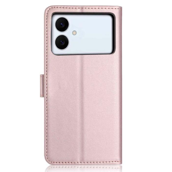 OEM - Samsung Galaxy S26 Edge Plånboksfodral Konstläder Ställ - Roséguld