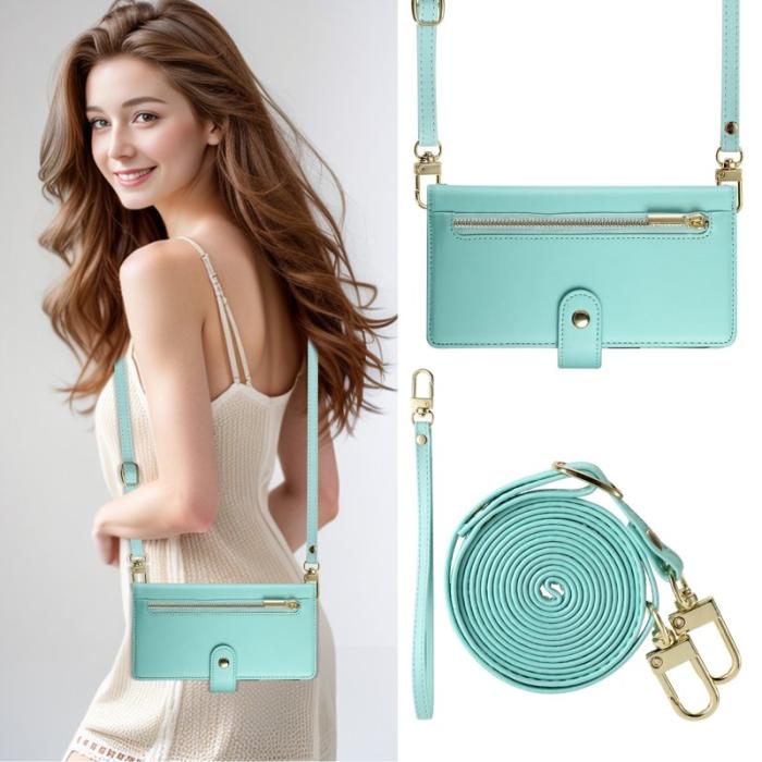 OEM - Samsung Galaxy S26 Edge Plånboksfodral Dragkedja Konstläder - Mintgrön