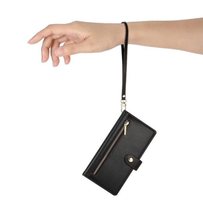 OEM - Samsung Galaxy S26 Edge Plånboksfodral Dragkedja Konstläder - Svart