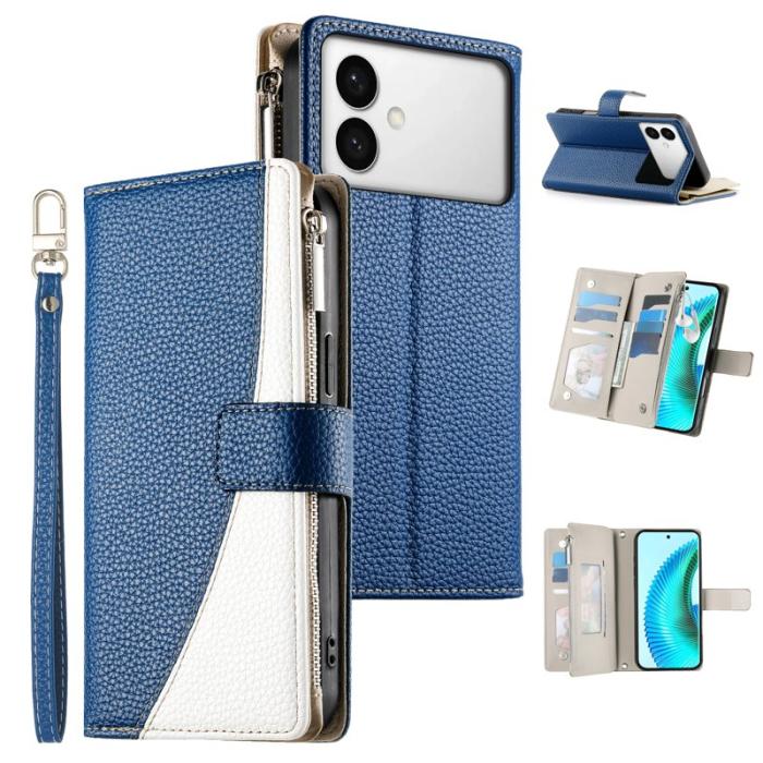 OEM - Samsung Galaxy S26 Edge Plånboksfodral Dragkedja Konstläder Flip - Blå