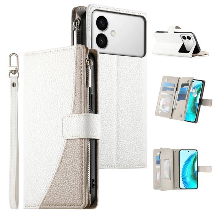 OEM - Samsung Galaxy S26 Edge Plånboksfodral Dragkedja Konstläder Flip - Vit