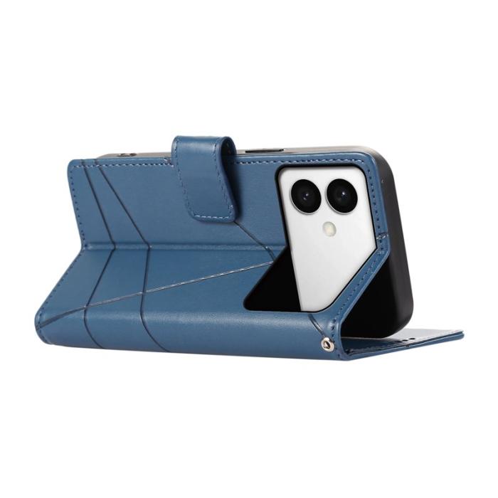 OEM - Samsung Galaxy S26 Edge Plånboksfodral Imprint Konstläder med Handledsrem - Blå