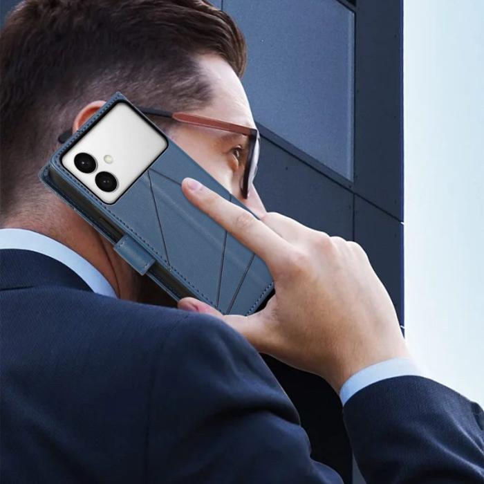 OEM - Samsung Galaxy S26 Edge Plånboksfodral Imprint Konstläder med Handledsrem - Blå