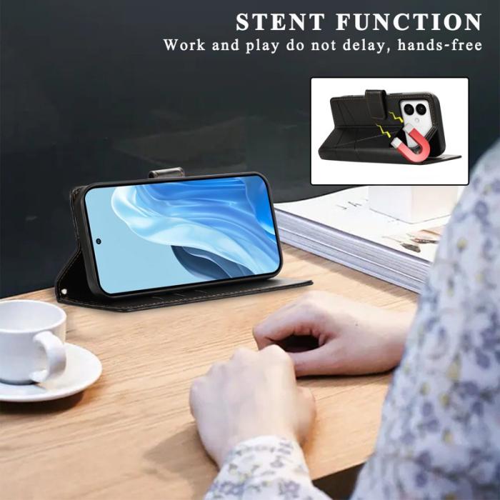 OEM - Samsung Galaxy S26 Edge Plånboksfodral Imprint Konstläder Med Handrem - Svart