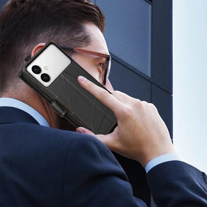 OEM - Samsung Galaxy S26 Edge Plånboksfodral Imprint Konstläder Med Handrem - Svart