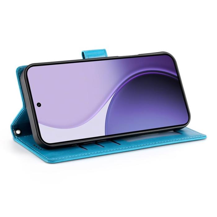 OEM - Samsung Galaxy S26 Edge Fodral Konstläder Fjäril Blommönster - Blå