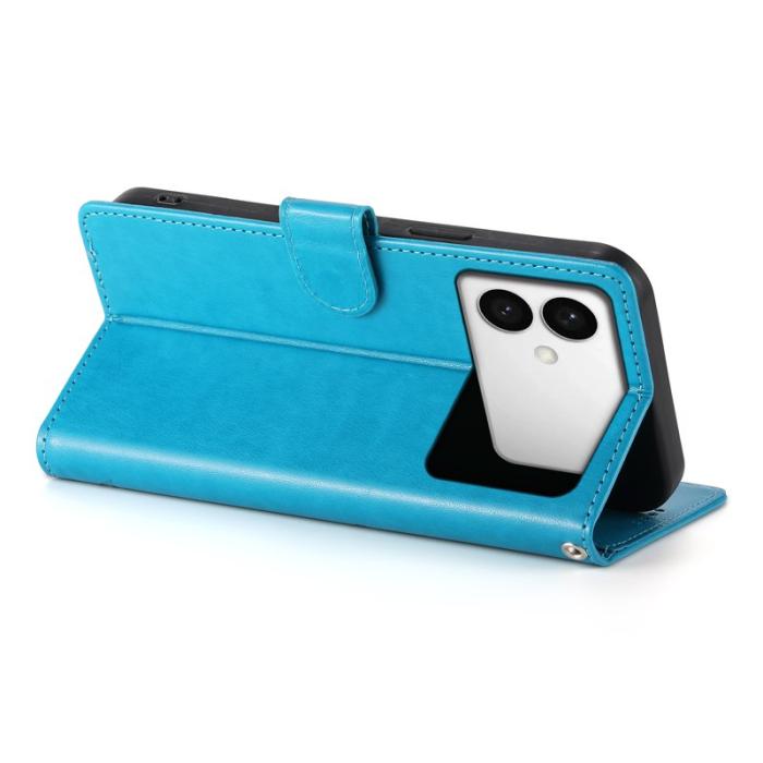 OEM - Samsung Galaxy S26 Edge Fodral Konstläder Fjäril Blommönster - Blå