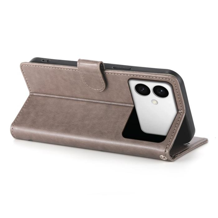 OEM - Samsung Galaxy S26 Edge Fodral Konstläder Fjäril Blommönster - Grå