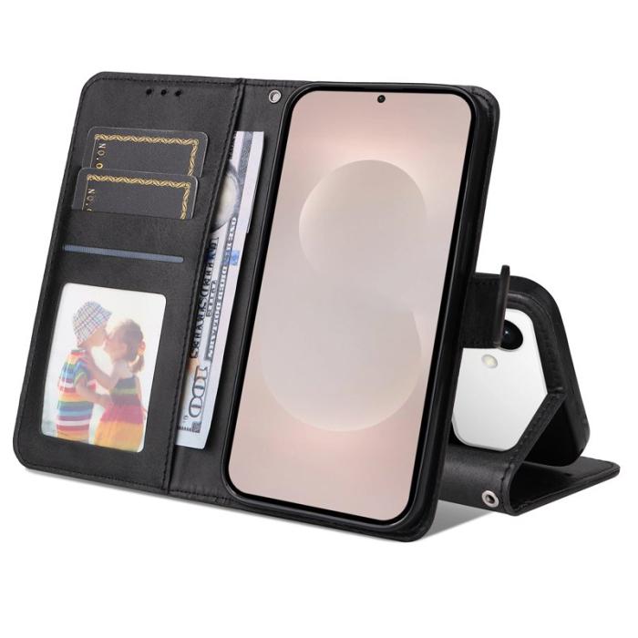 OEM - Samsung Galaxy S26 Edge Plånboksfodral Konstläder Folio Flip - Svart