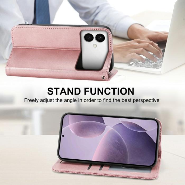 OEM - Samsung Galaxy S26 Edge Plånboksfodral Konstläder Kalvtextur - Roséguld