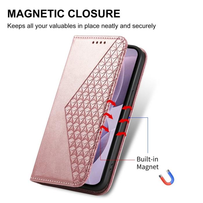 OEM - Samsung Galaxy S26 Edge Plånboksfodral Konstläder Kalvtextur - Roséguld