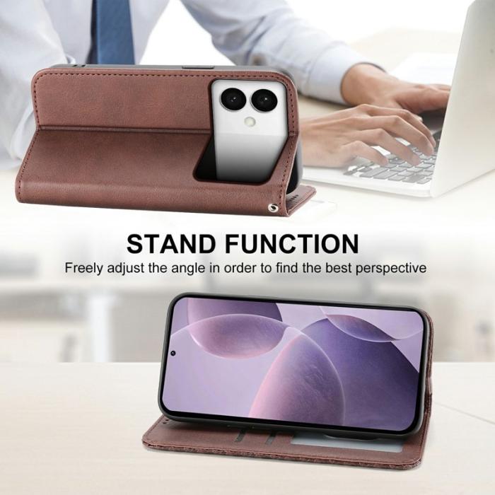 OEM - Samsung Galaxy S26 Edge Plånboksfodral Konstläder - Brun