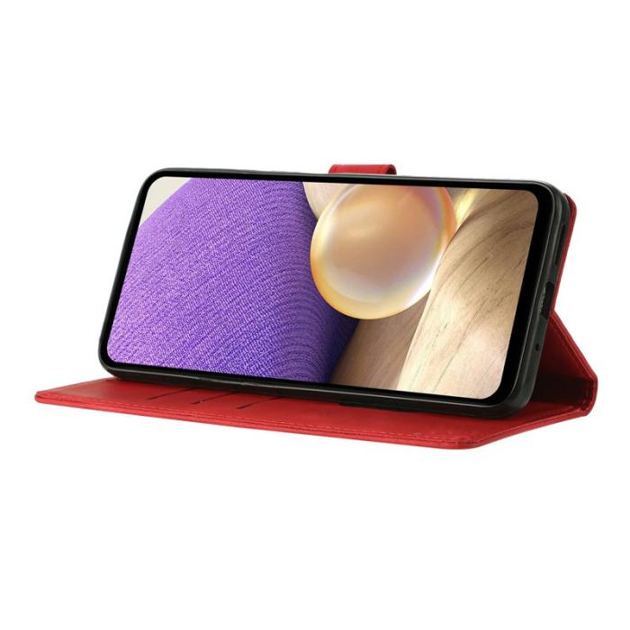 OEM - Samsung Galaxy S26 Edge Plånboksfodral Konstläder Triangelmönster - Röd