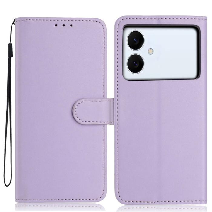 OEM - Samsung Galaxy S26 Edge Konstläder Plånboksfodral med Rem Flera Kortfack - Lila