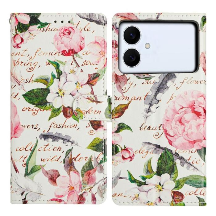OEM - Samsung Galaxy S26 Edge Plånboksfodral Mönstertryck Flip Konstläder Grön Blommor