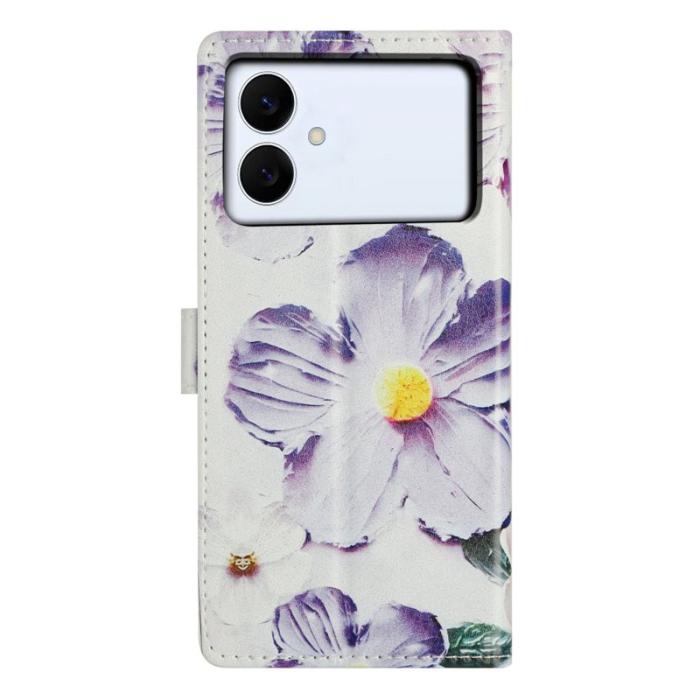 OEM - Samsung Galaxy S26 Edge Plånboksfodral Mönstertryck Flip Konstläder Lila Blomma