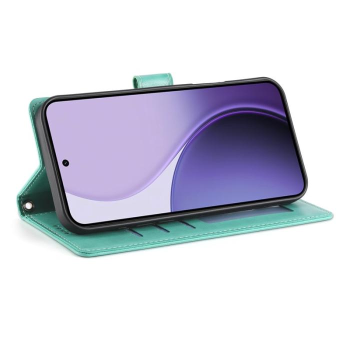 OEM - Samsung Galaxy S26 Edge Fodral PU Läder Blomtryck - Grön