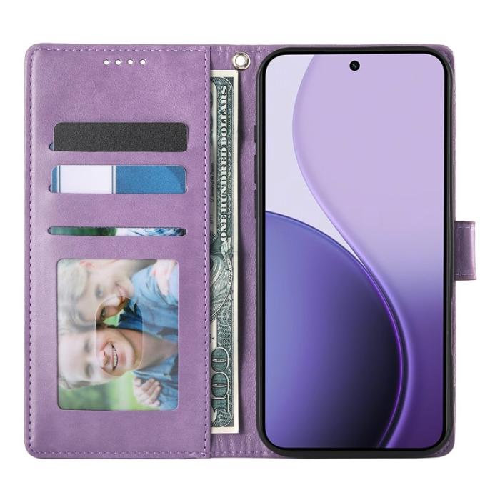 OEM - Samsung Galaxy S26 Edge Fodral PU Läder Blomtryck - Lila