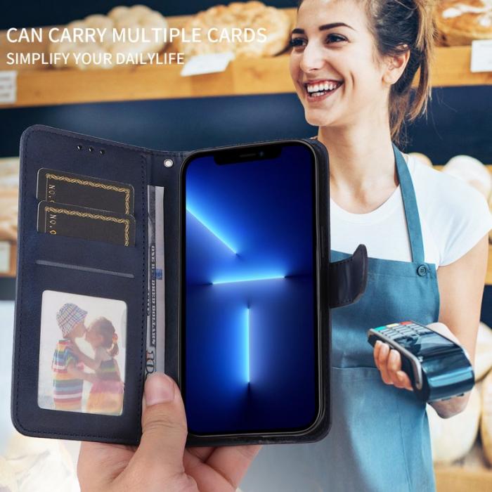 ABEEL - Samsung Galaxy S26 Edge Plånboksfodral Konstläder Folio Flip - Blå