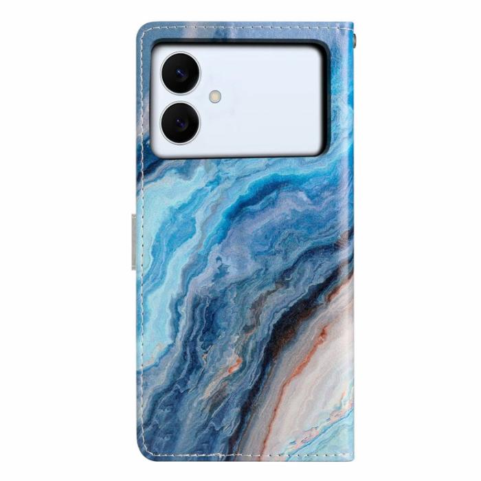 OEM - Samsung Galaxy S26 Edge Plånboksfodral Konstläder Mönstertryck Ställ Blå Marmor