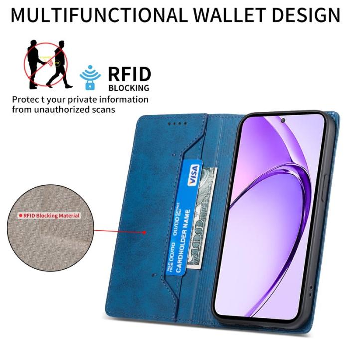 OEM - Samsung Galaxy S26 Edge Plånboksfodral RFID Skydd Konstläder - Blå